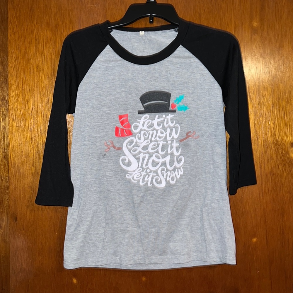 Snowman “let it snow” size small. 3/4 length sleeves